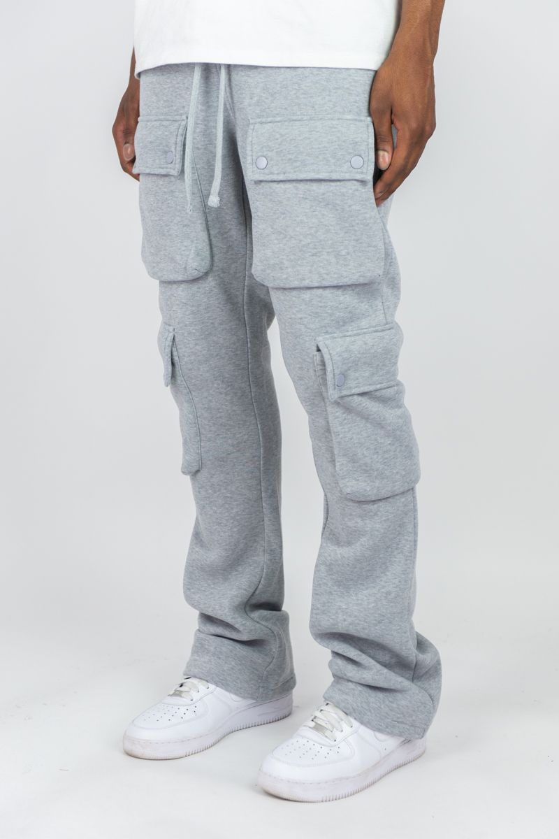 Rebel Minds Cargo Fleece Grey Flare Stacked