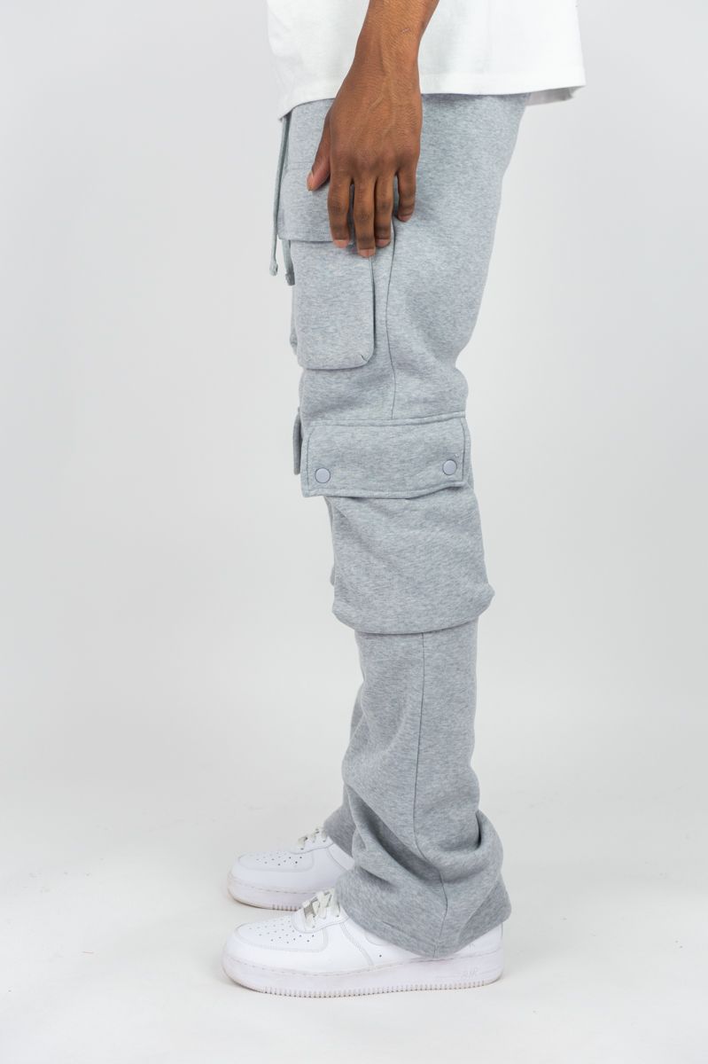 Rebel Minds Cargo Fleece Grey Flare Stacked