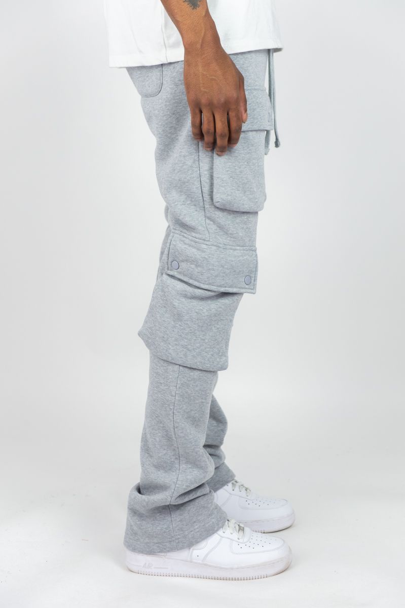 Rebel Minds Cargo Fleece Grey Flare Stacked