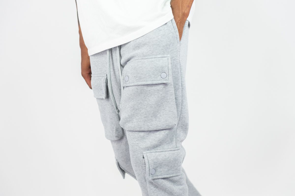 Rebel Minds Cargo Fleece Grey Flare Stacked