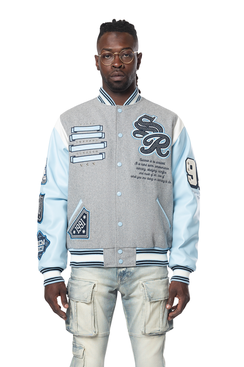 Smoke Rise Studded Patch Varsity Jacket