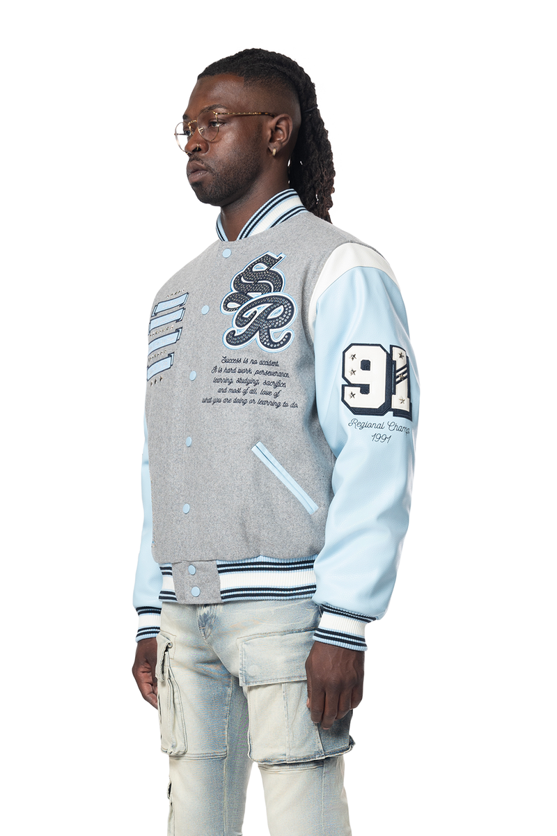 Smoke Rise Studded Patch Varsity Jacket