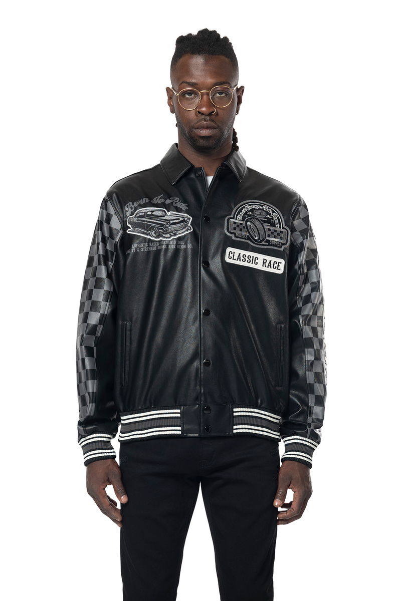 Smoke Rise Vegan Pitstop Leather Jacket Black