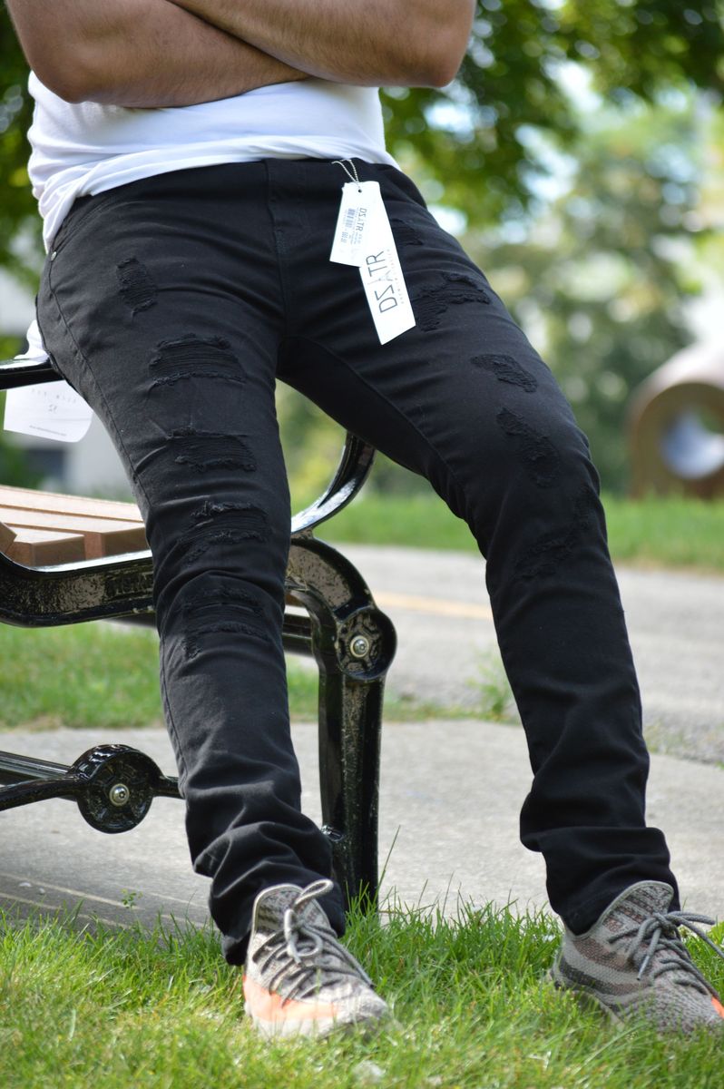 Disaster Super Stretch Denim - Slim Fit - Jet Black Rip