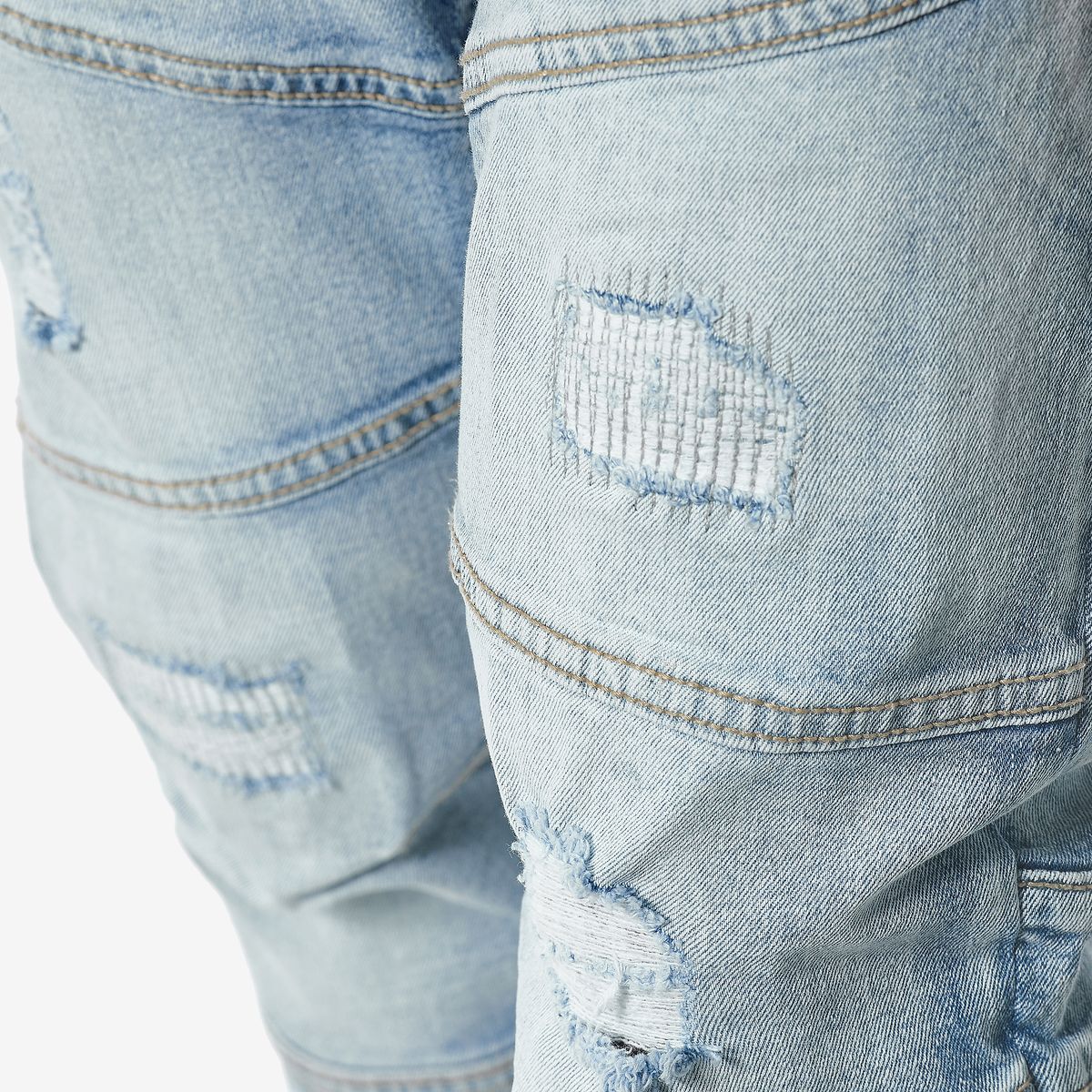 Copper Rivet Side Pocket Denim Pants Light Blue