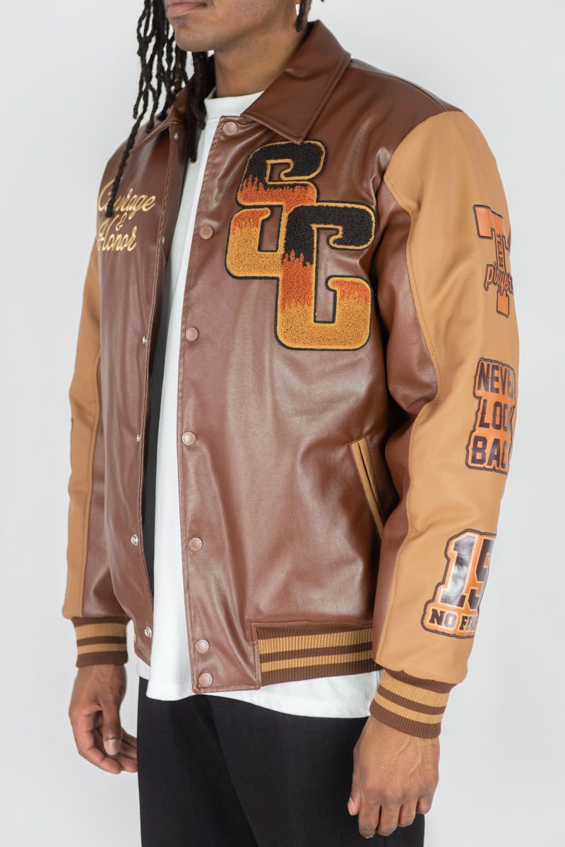 Rebel Minds Superior Pu Brown Jacket Big & Tall