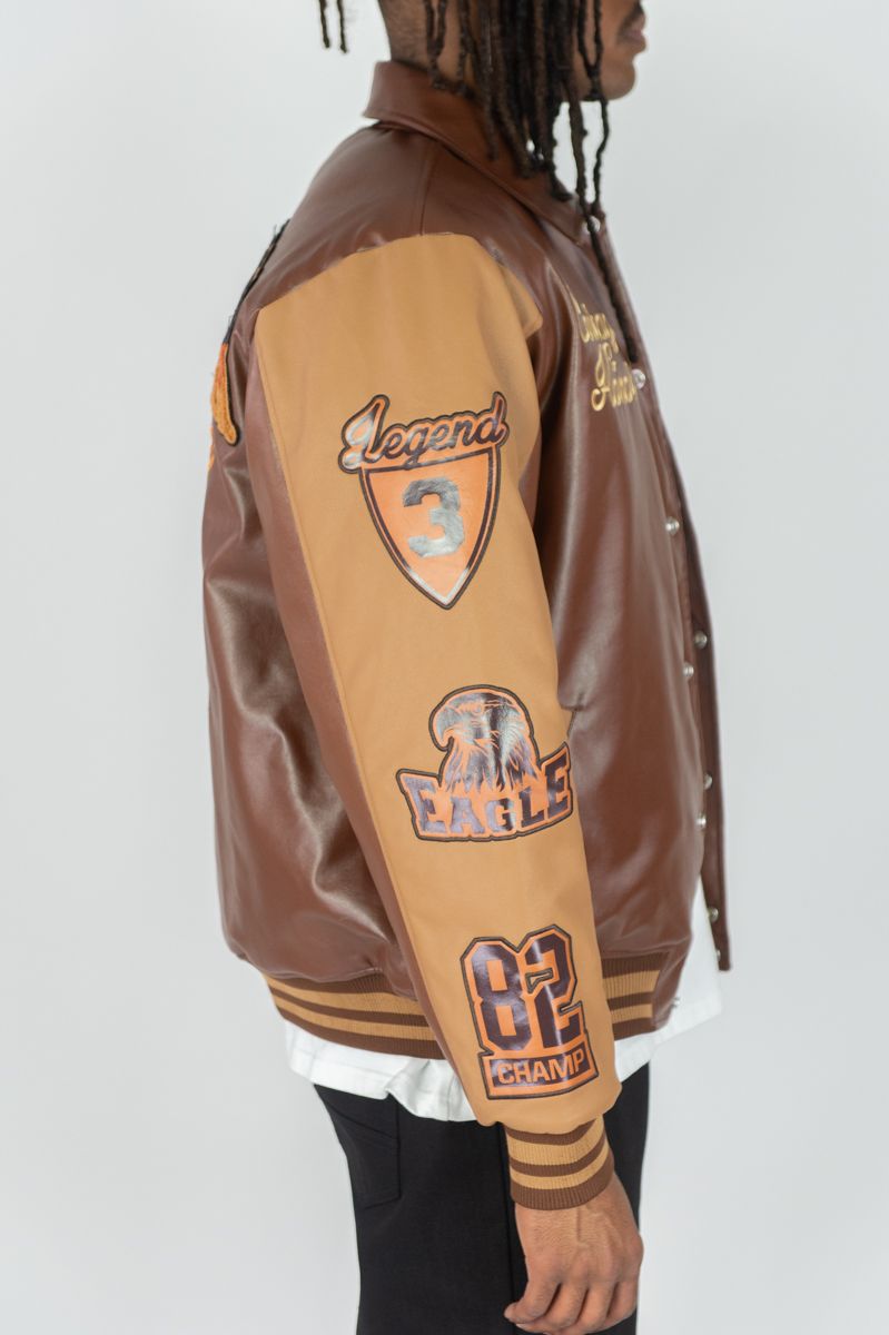 Rebel Minds Superior Pu Brown Jacket Big & Tall