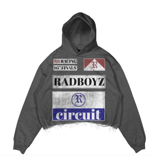 Rad Boyz Circuit Crop Hoodie Charcoal