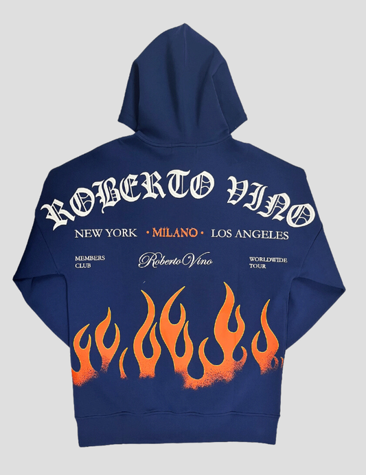 Roberto Vino Milano Flame Hoodie Navy