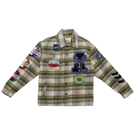 First Row Coexist  Multi Patches Shacket " Olive Jacket"