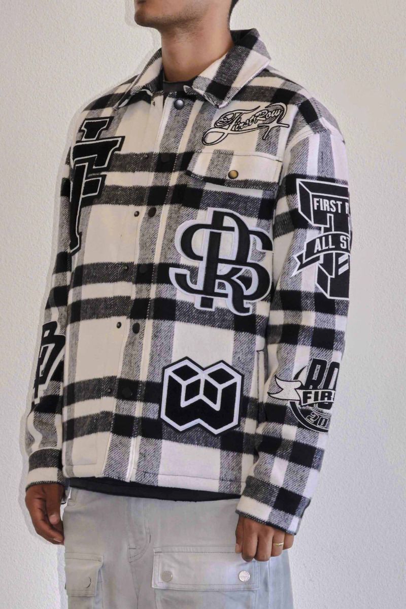 First Row All Over Logo Multi Patches Shacket "Black Jacket"