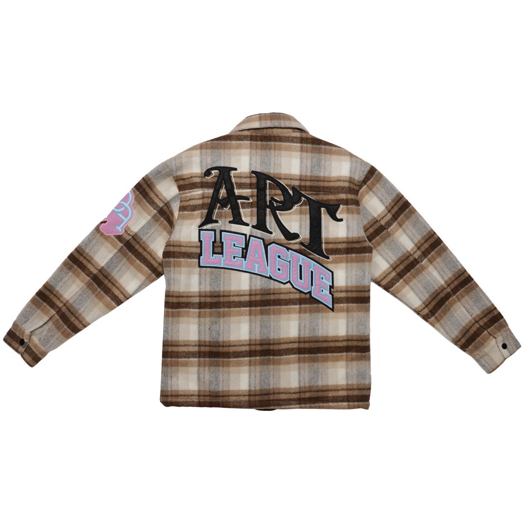 First Row Art League Multi Patches Shacket " Brown Jacket"