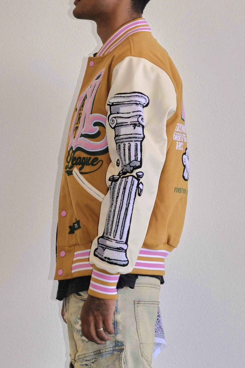 First Row Art League Multi Patches Varsity Jacket