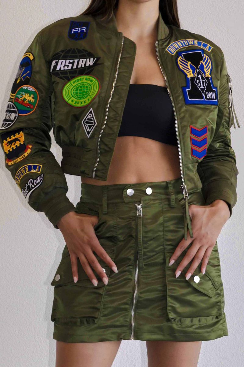 First Row Coexist Multi Patches " Olive Women's Jacket"