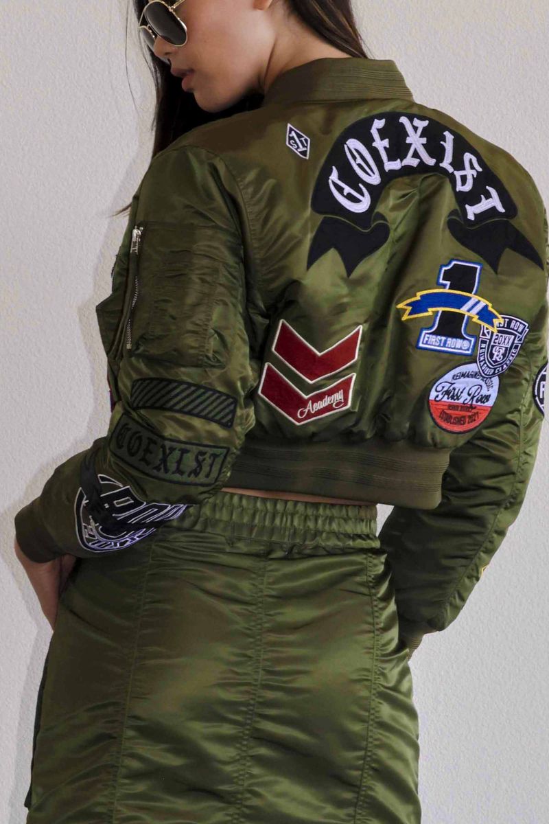 First Row Coexist Multi Patches " Olive Women's Jacket"