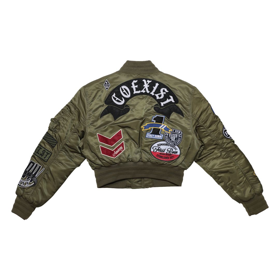 First Row Coexist Multi Patches " Olive Women's Jacket"