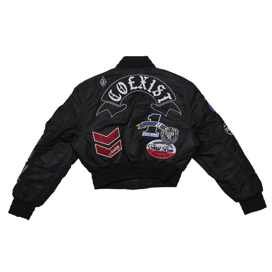 First Row Coexist Multi Patches " Black Women's Jacket"