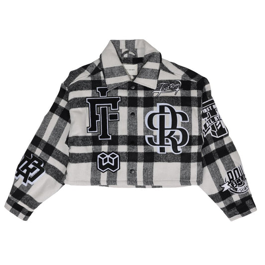 First Row All Over Logo Multi Patches Shacket "Black Women's Jacket"