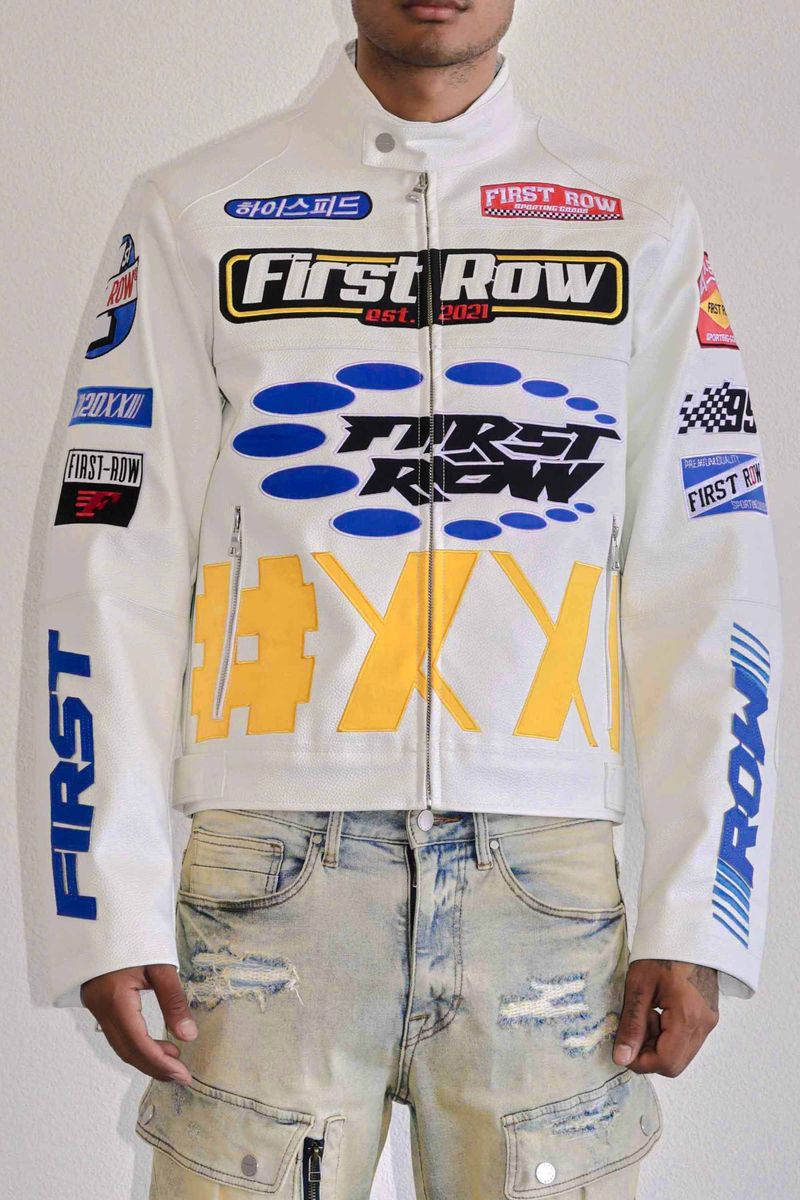 First Row Motor Racing Leather "White Jacket "