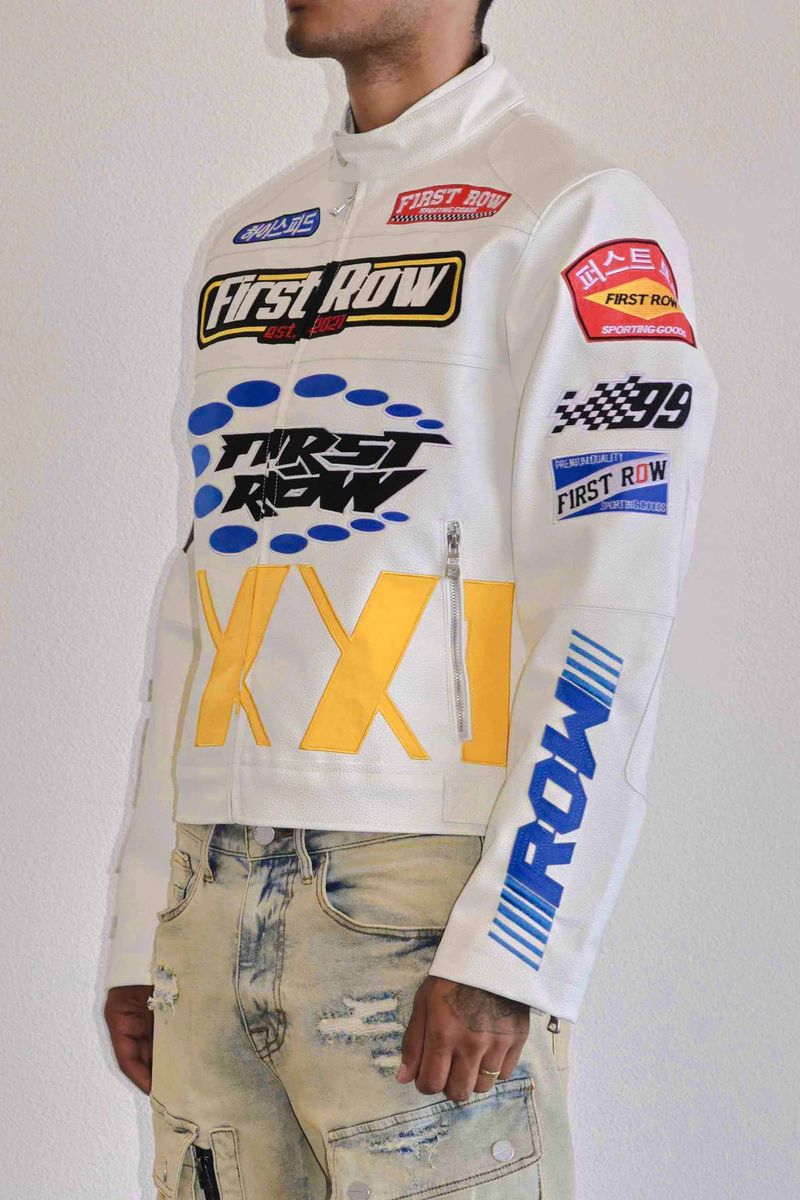 First Row Motor Racing Leather "White Jacket "