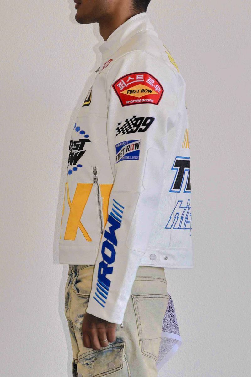 First Row Motor Racing Leather "White Jacket "