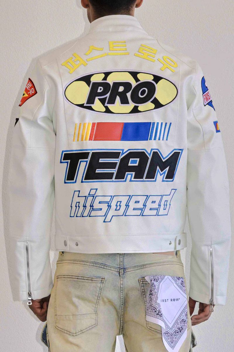 First Row Motor Racing Leather "White Jacket "