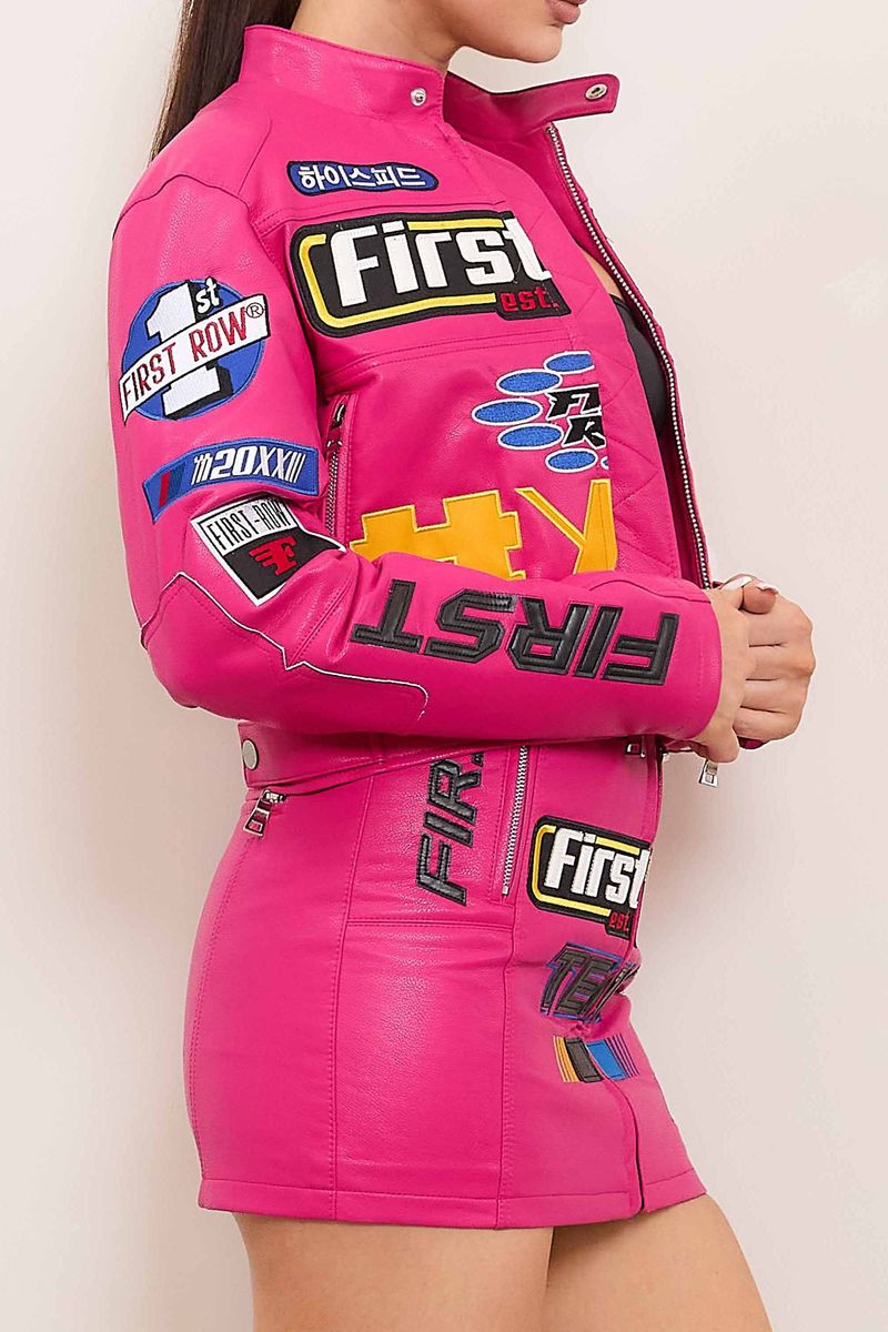 First Row Motor " Pink Women's Leather Jacket"