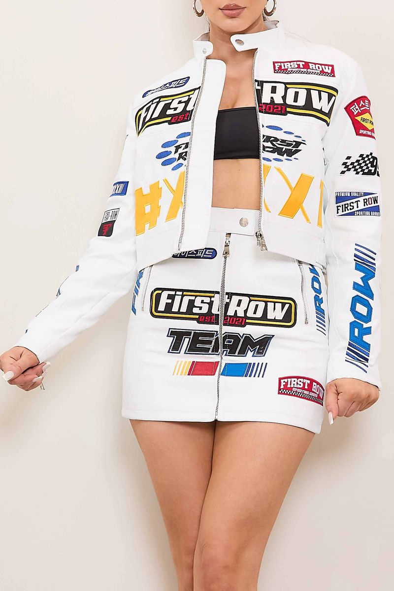 First Row Motor " White  Women's Leather Jacket"