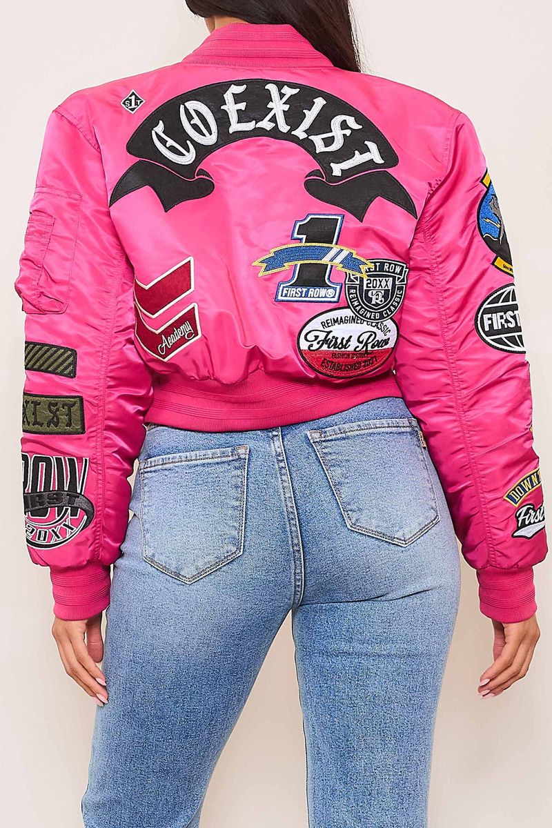 First Row Coexist Multi Patches " Pink Women's Jacket"