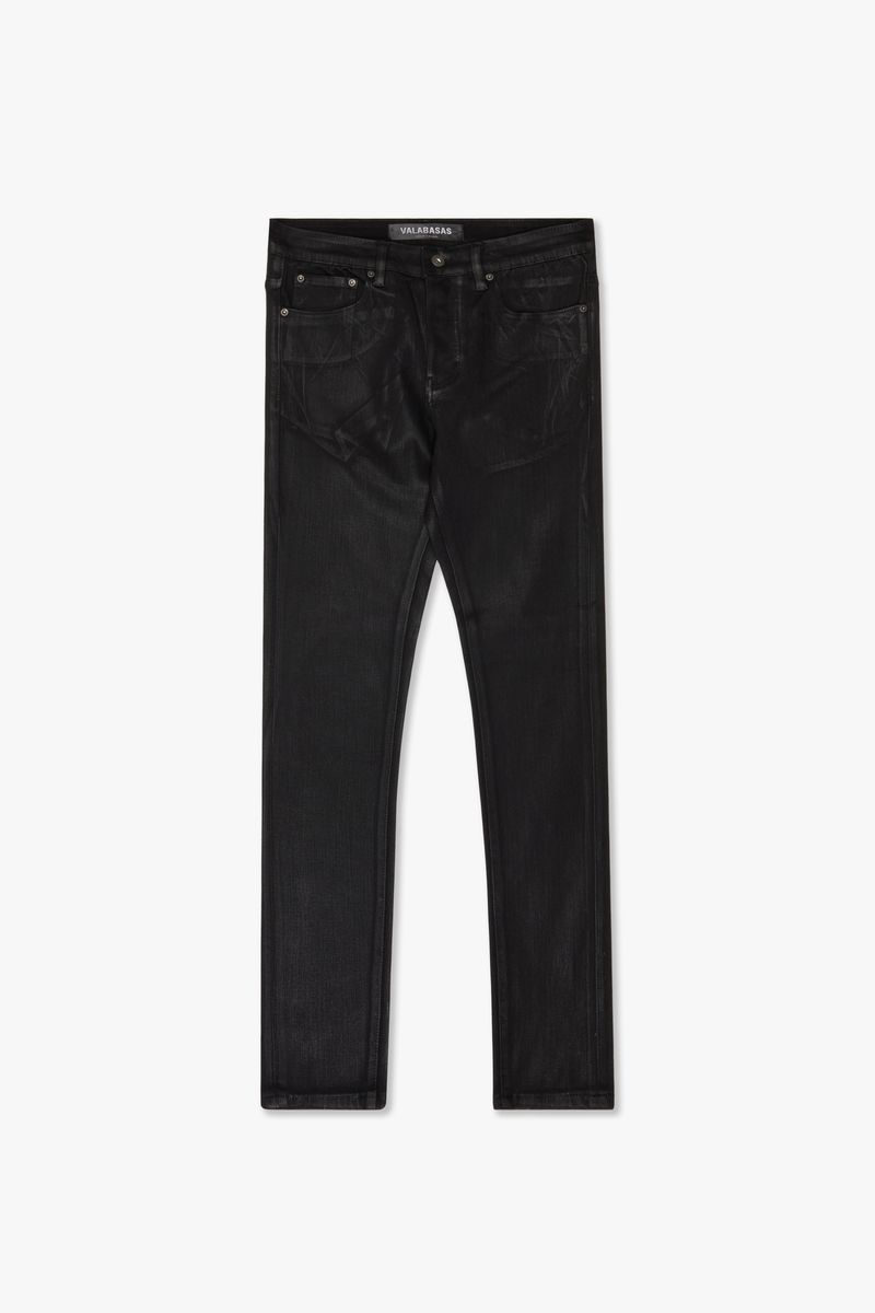 Valabasas "MR . FLEX" Black Waxed 4 Way Strech Skinny Jeans