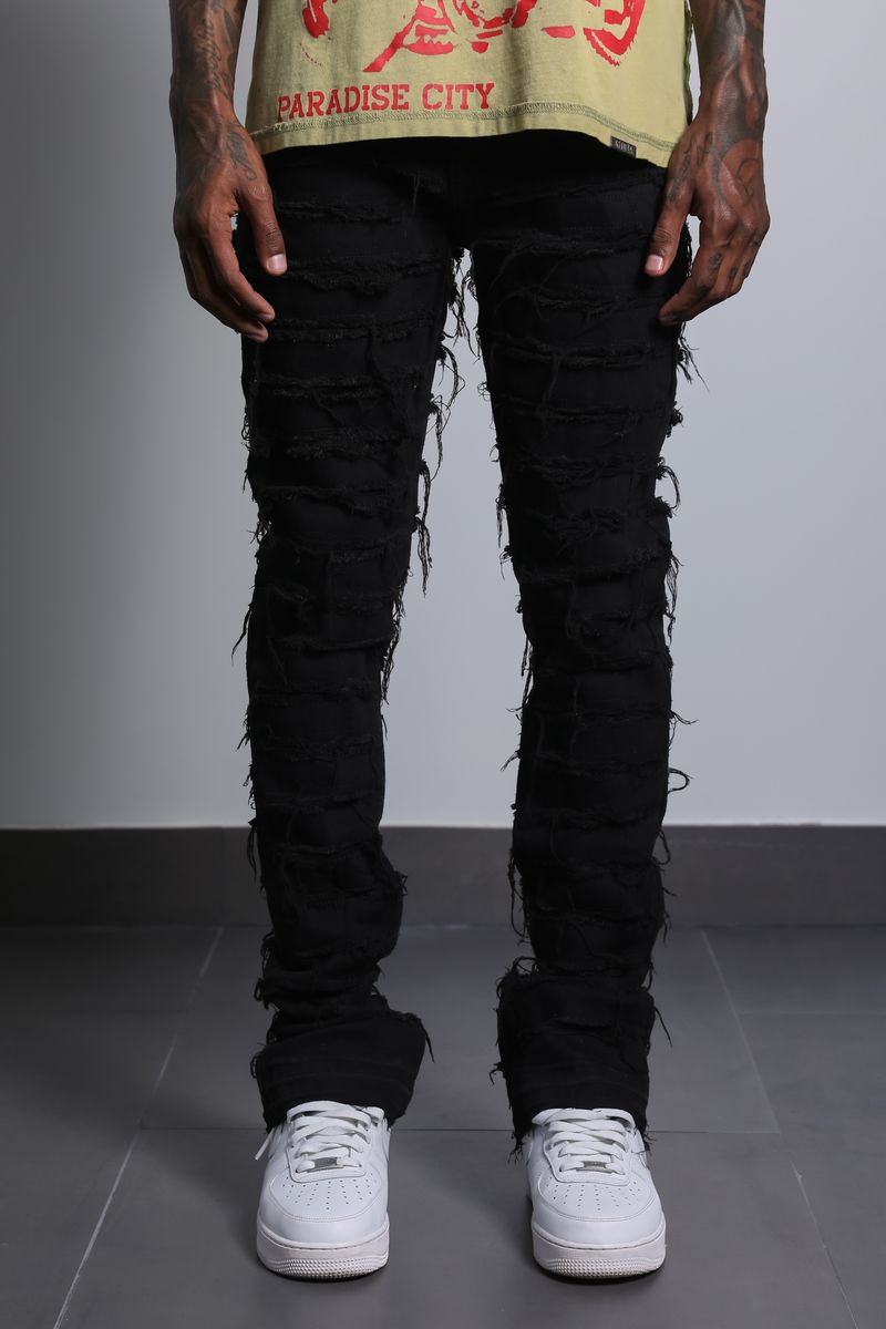 Ajenda Denim Jawad Black Stacked Flare