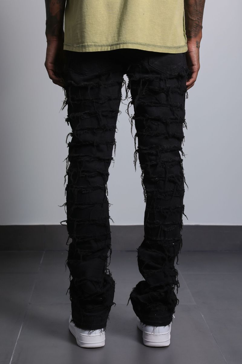 Ajenda Denim Jawad Black Stacked Flare