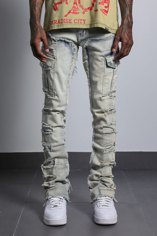 Ajenda Denim Santo Light Wash Stacked Flare