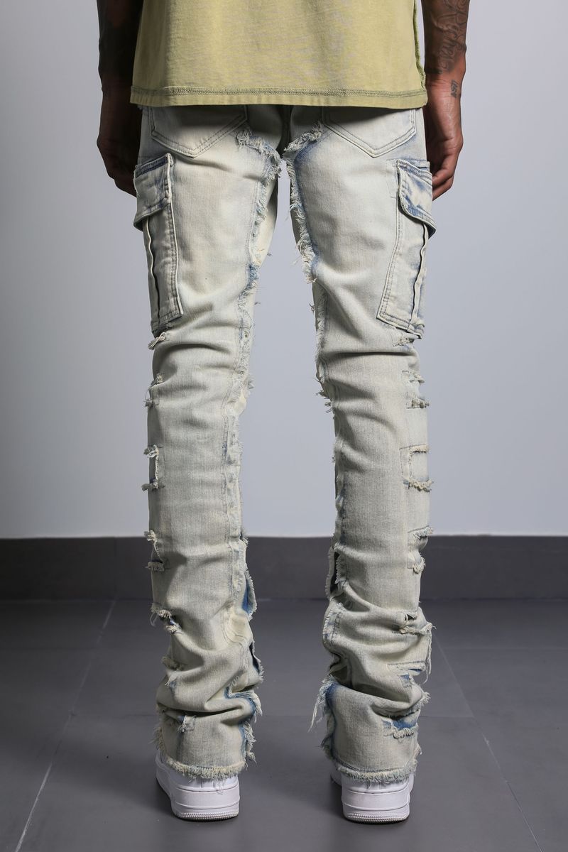 Ajenda Denim Santo Light Wash Stacked Flare