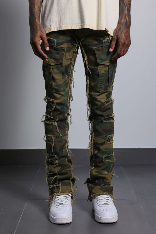 Ajenda Denim Santo Camo Stacked Flare