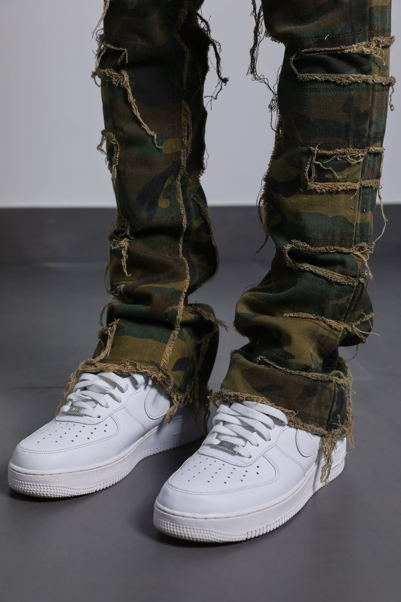 Ajenda Denim Santo Camo Stacked Flare