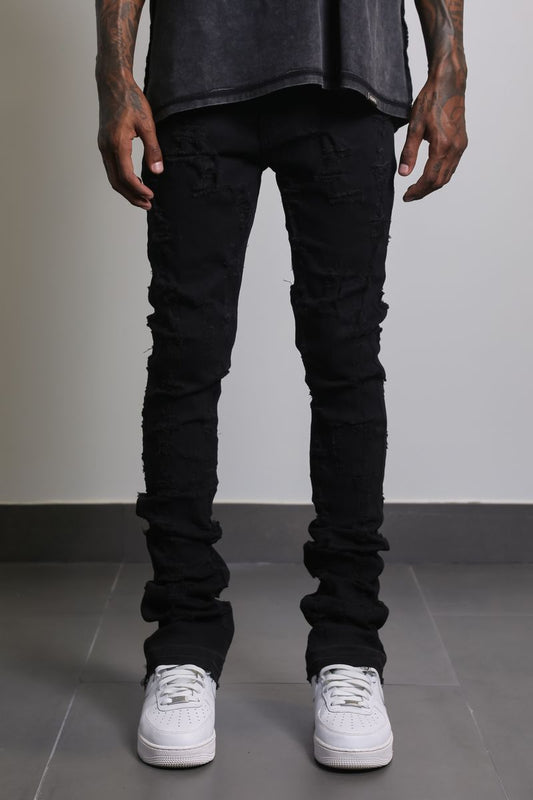 Ajenda Denim Shatter Black Stacked Flare