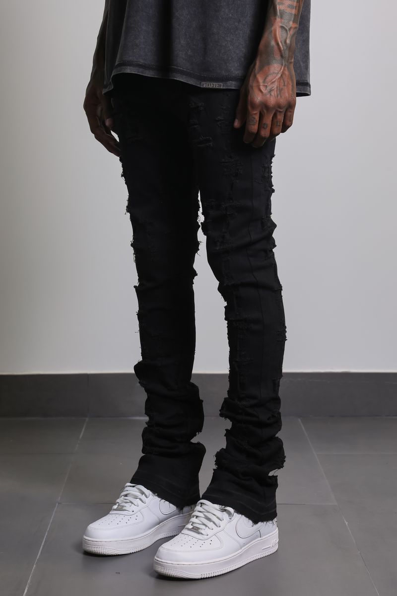 Ajenda Denim Shatter Black Stacked Flare