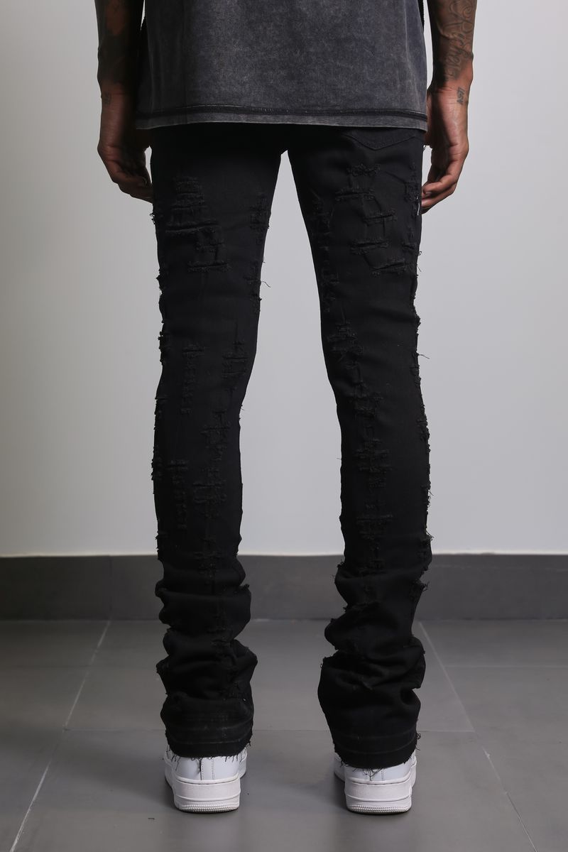 Ajenda Denim Shatter Black Stacked Flare