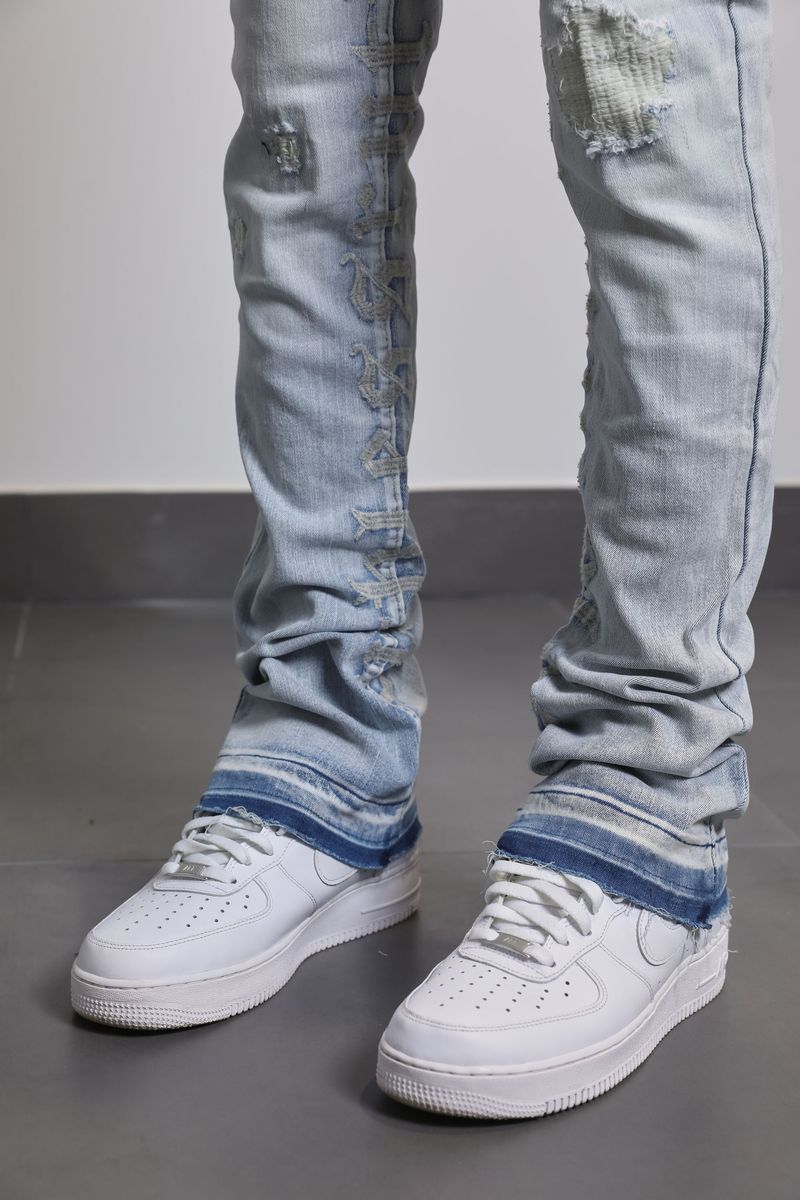 Ajenda Denim Ruthless Light Wash Stacked Flare