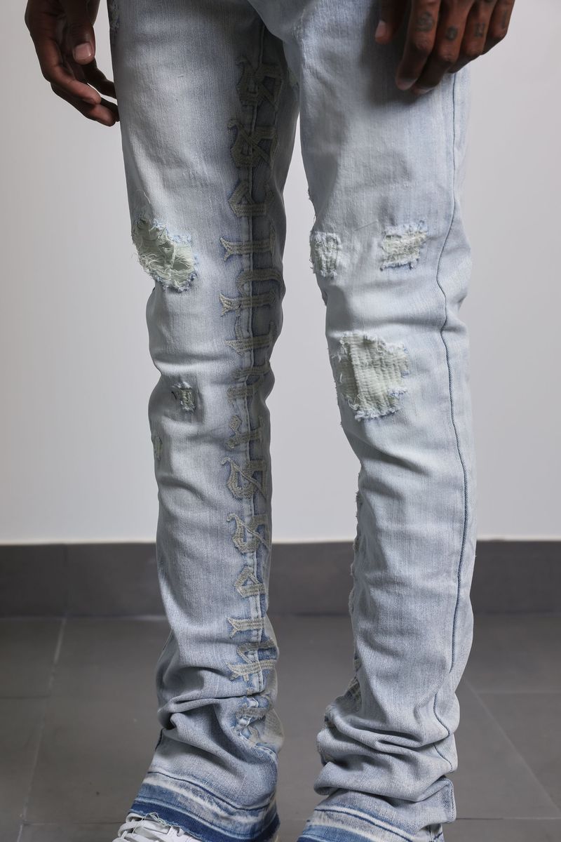 Ajenda Denim Ruthless Light Wash Stacked Flare