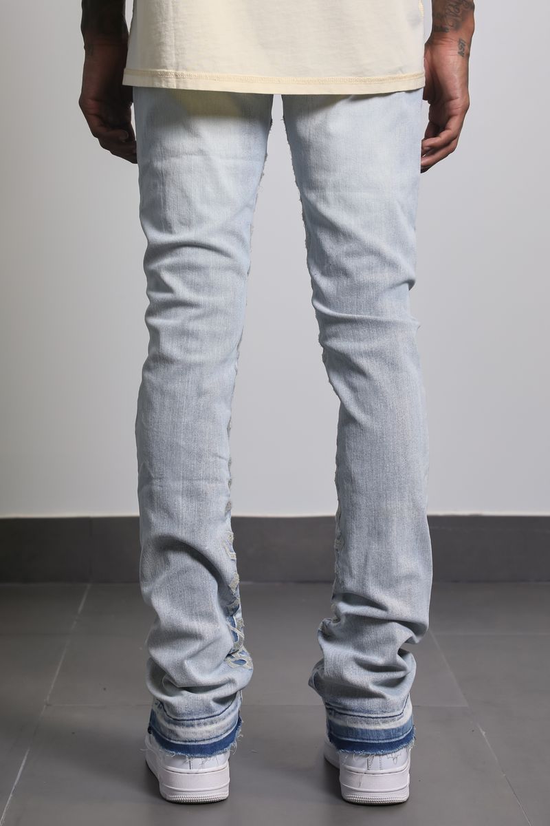 Ajenda Denim Ruthless Light Wash Stacked Flare