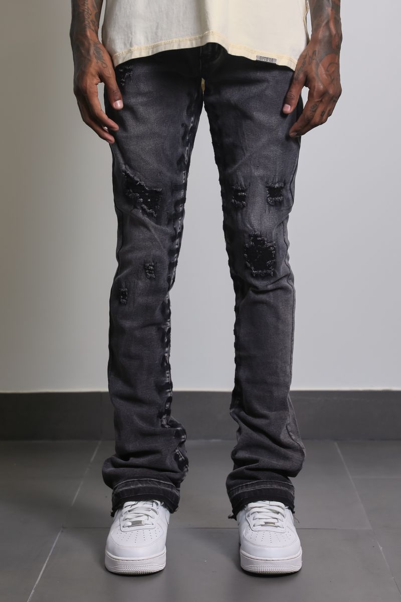 Ajenda Denim Ruthless Wash Black Stacked Flare