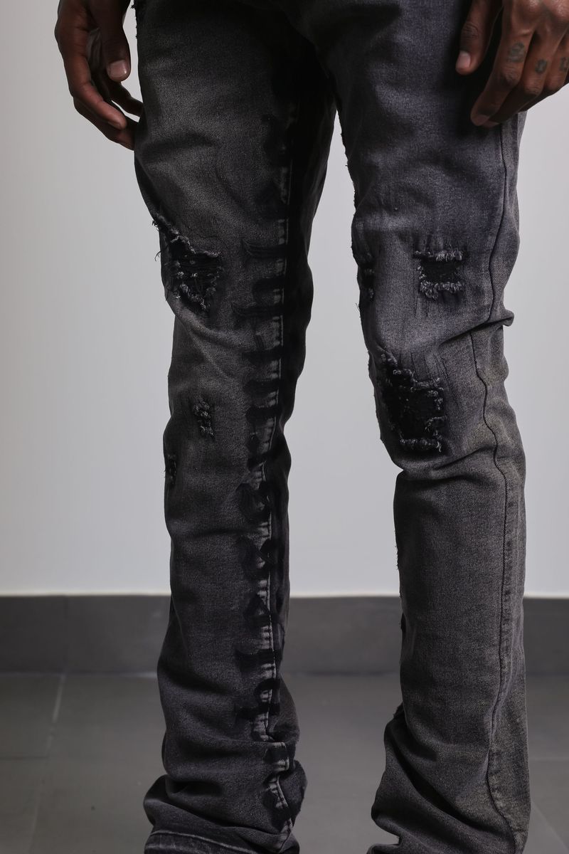 Ajenda Denim Ruthless Wash Black Stacked Flare