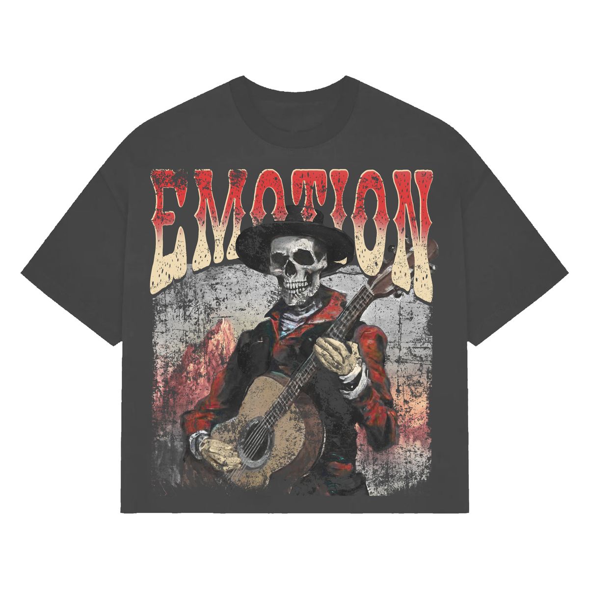 Mixed Emotion Grey Skeleton Guitar T-Shirt