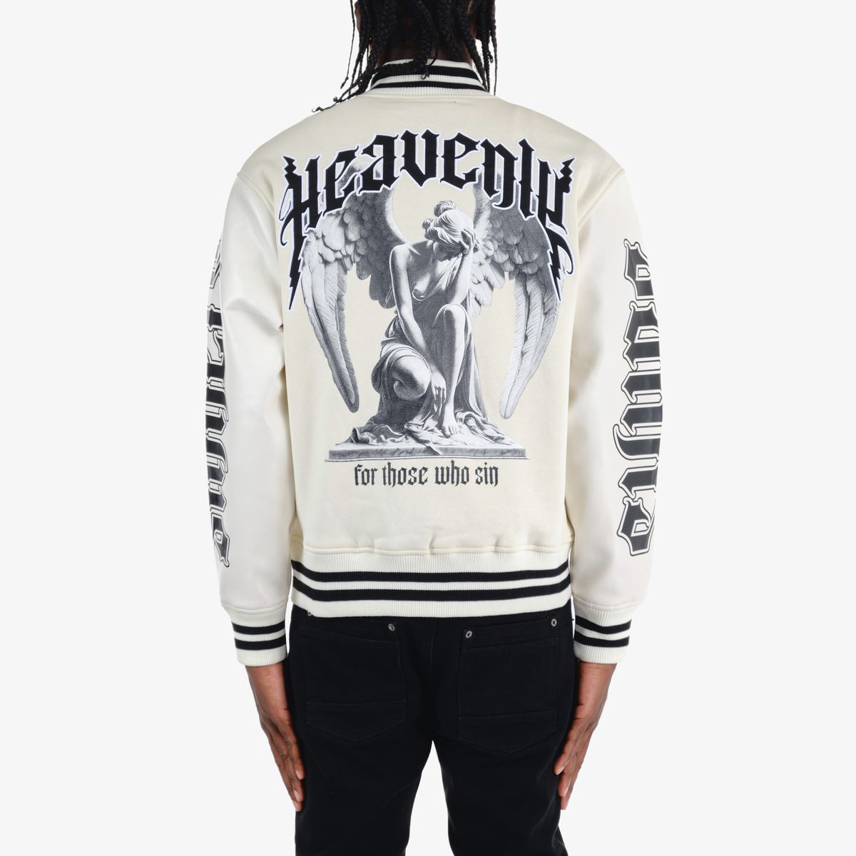 Copper Rivet Fallen Angel Cream Varsity Jacket