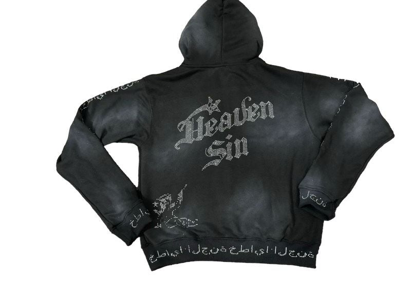 Heaven Sin  Hvn Sn Rhin Stone Zip Up