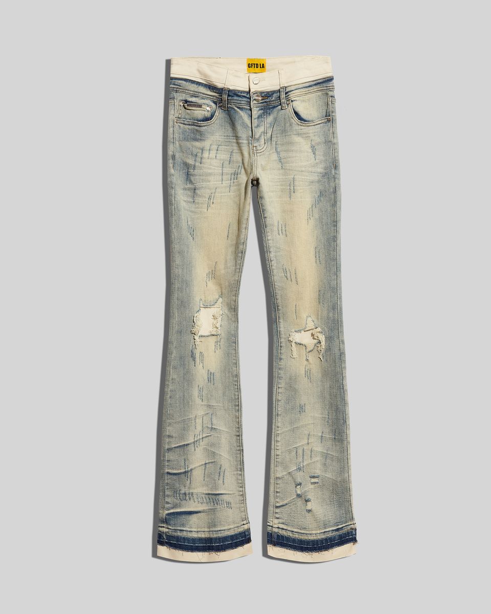 Gftd Serge Md Wash Flare Stacked Jeans