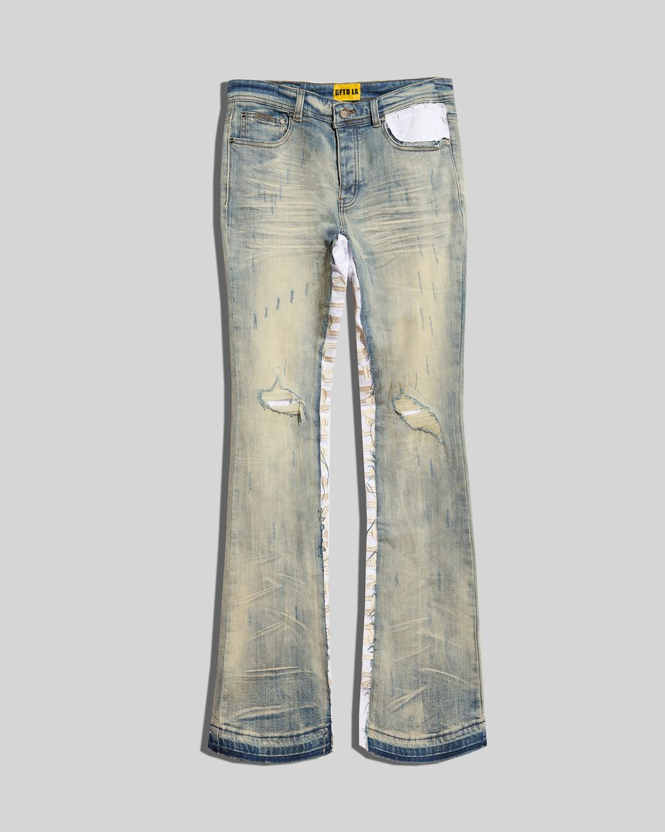 Gftd Amin Light Wash Flare Stacked Jeans