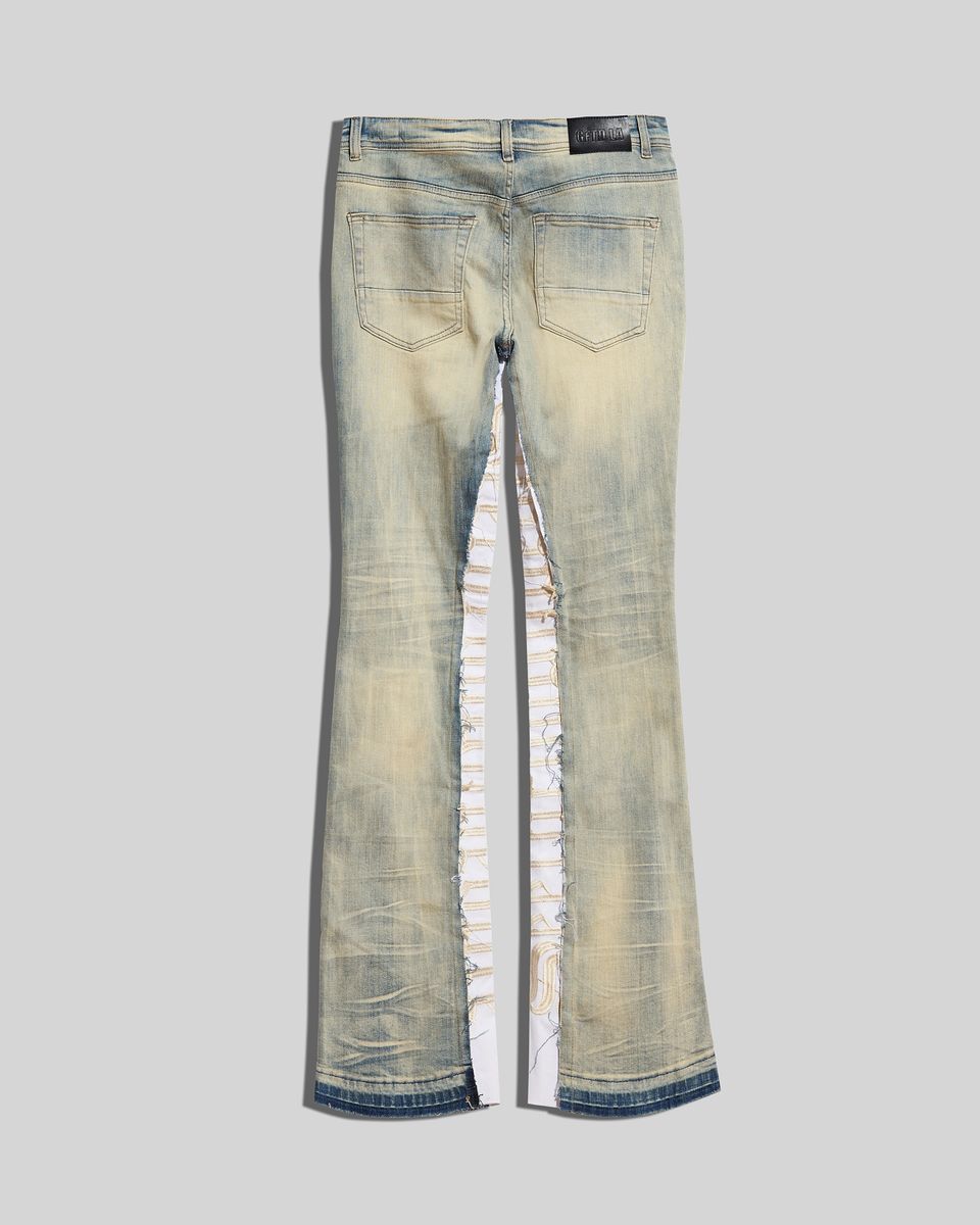 Gftd Amin Light Wash Flare Stacked Jeans